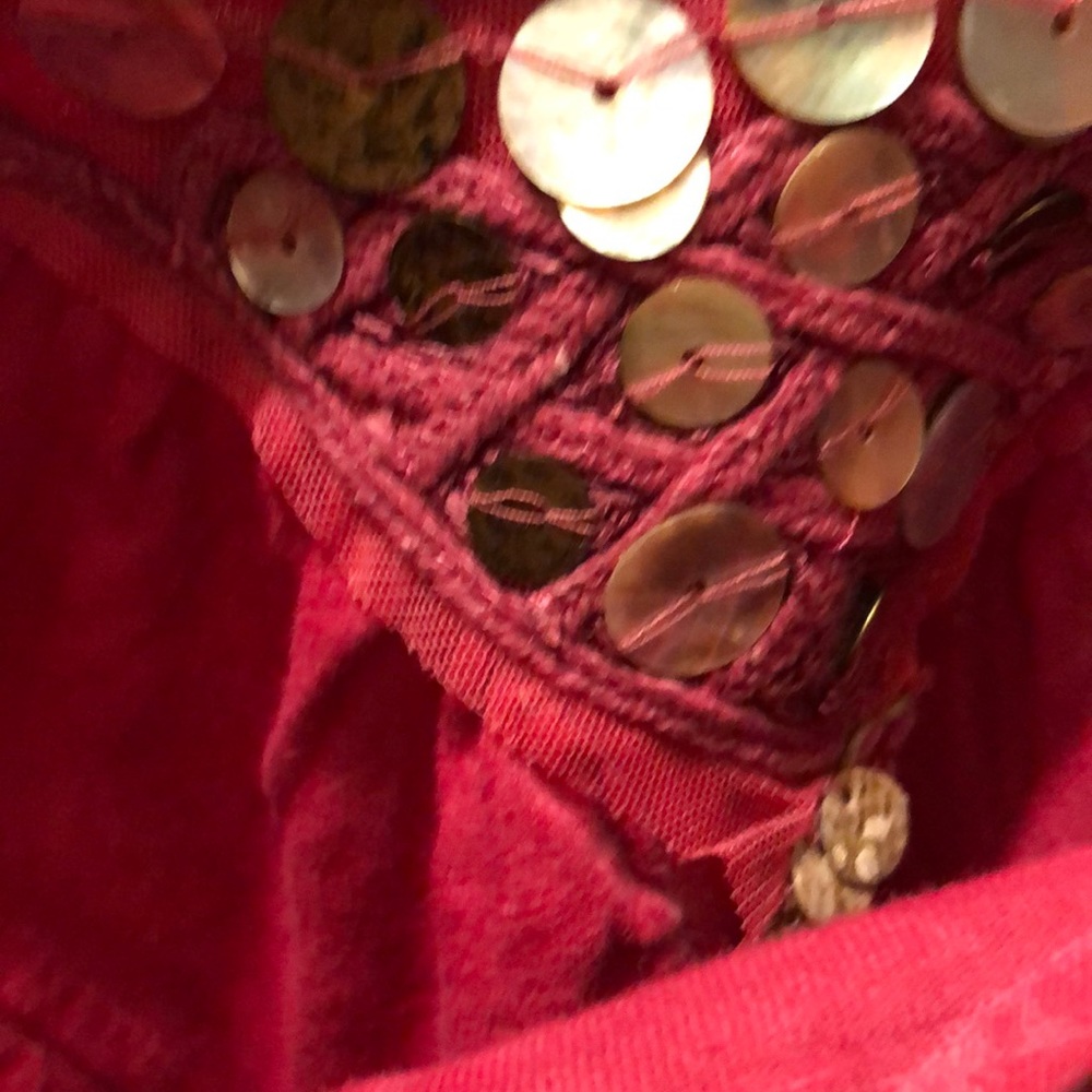 FREE PEOPLE Magenta BOHO EMBELLISHED cut sharp top - Picture 5 of 8